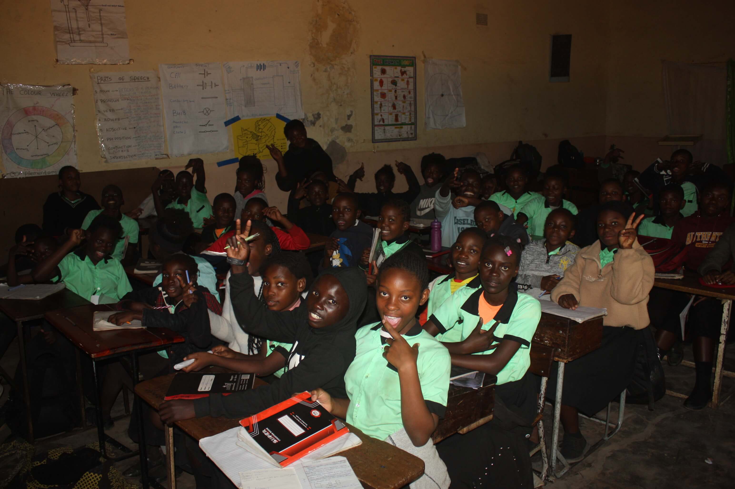 Learners using visual teaching materials in the classroom